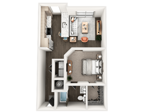 Floor plan for studio, 1 bath, 682 sqft